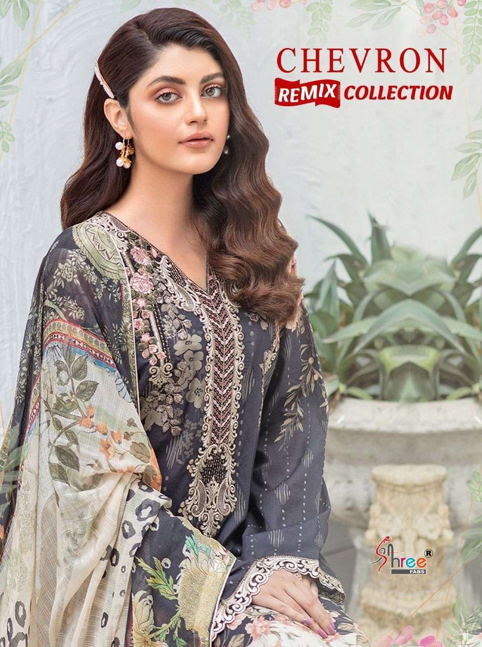 shree fabs chevron remix collection pure lawn cotton suit 