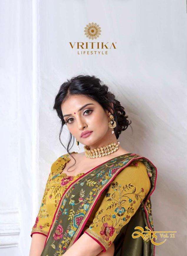 SNEH VOL 11 BY VRITIKA SILK DESIGNER ELEGANT LOOK FANCY SAREE