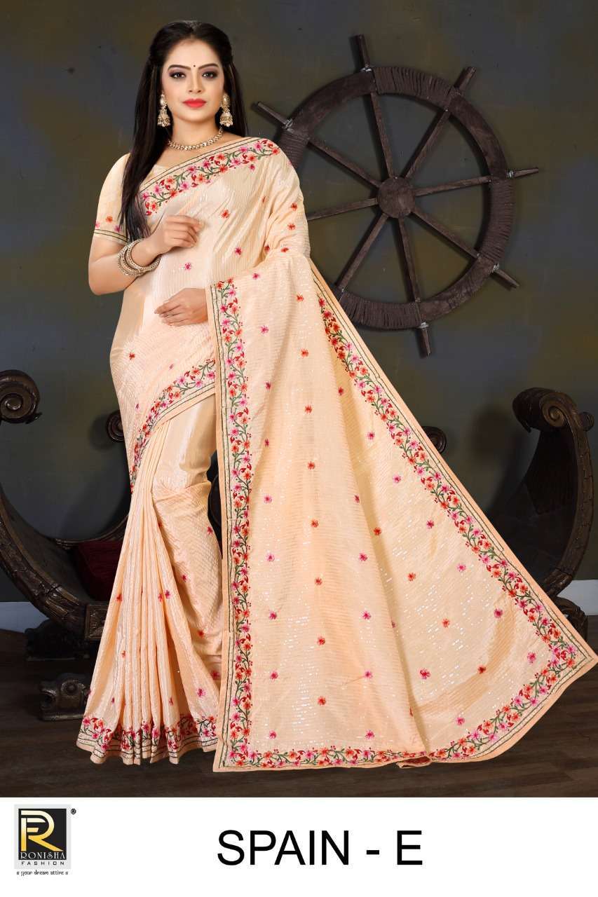 SPAIN BY RANJNA SAREE FANCY TRADE WATER SEQUENCE WORK TRADITIONAL WEAR SAREE COLLECTION