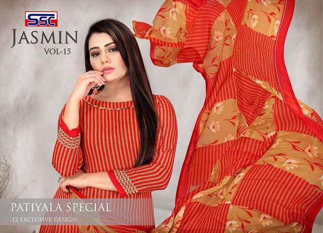 ssc jasmin vol 15 patiyala special series 1001-1012 american crepe suits