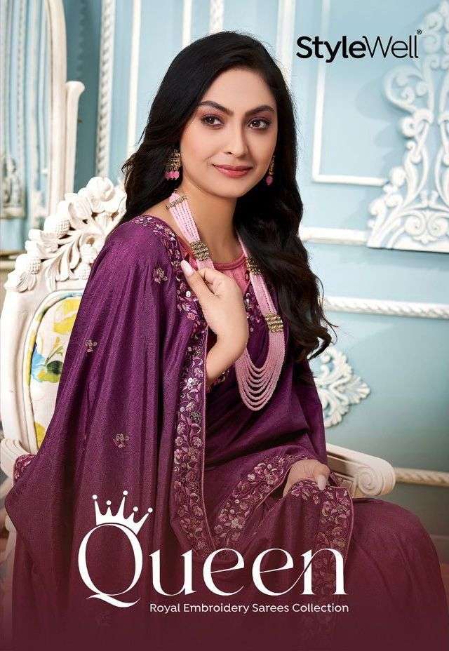 stylewell queen series 651-657 Exclusive Royal Embroidery on Silk Sarees