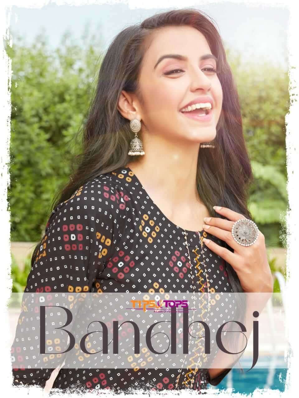 tips & tops bandhej series 1001-1006 Fancy Reyon Bandhani Print kurti with pant 