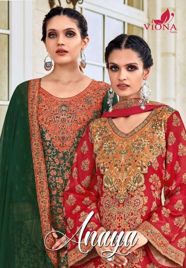 viona anaya series 1001-1008 pure woolen pashmina suit