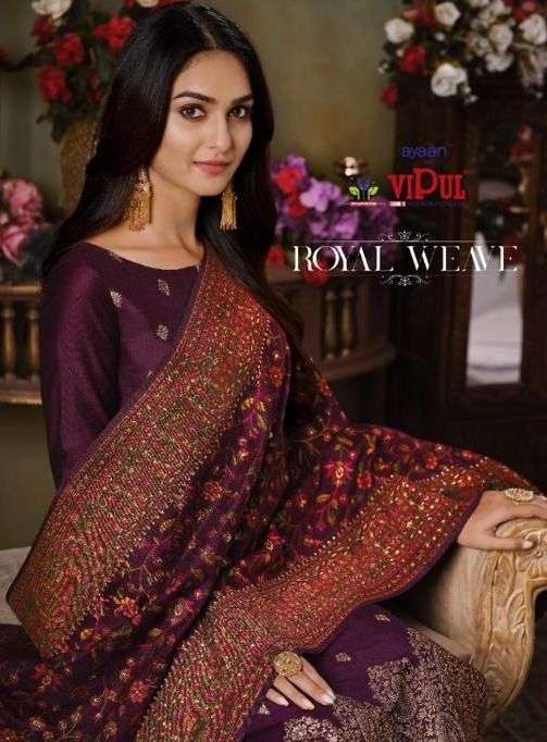 VIPUL LAUNCH ROYAL WEAVE SILK JACQUARD TRADITIONAL WEAR FANCY SUITS