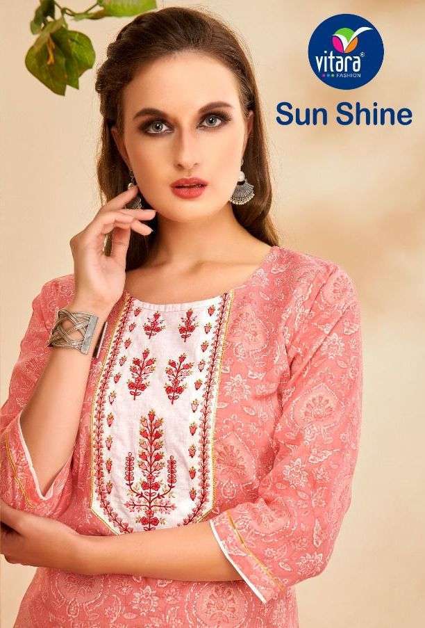 vitara sun shine series 1001-1005 pure mul mul foil print kurti