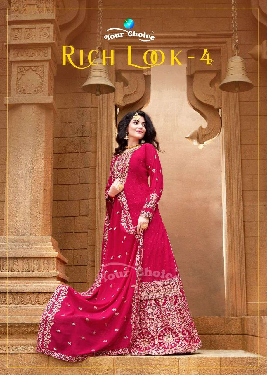 your choice rich look vol 4 series 3821-3824 blooming georgette suit 