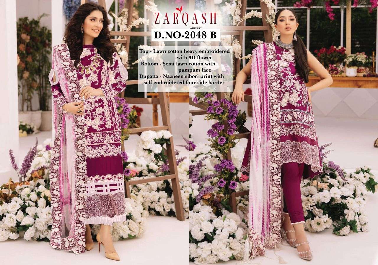 ZARQASH ARIANA LAWN DN 2048 DESIGNER LAWN COTTON SUIT 