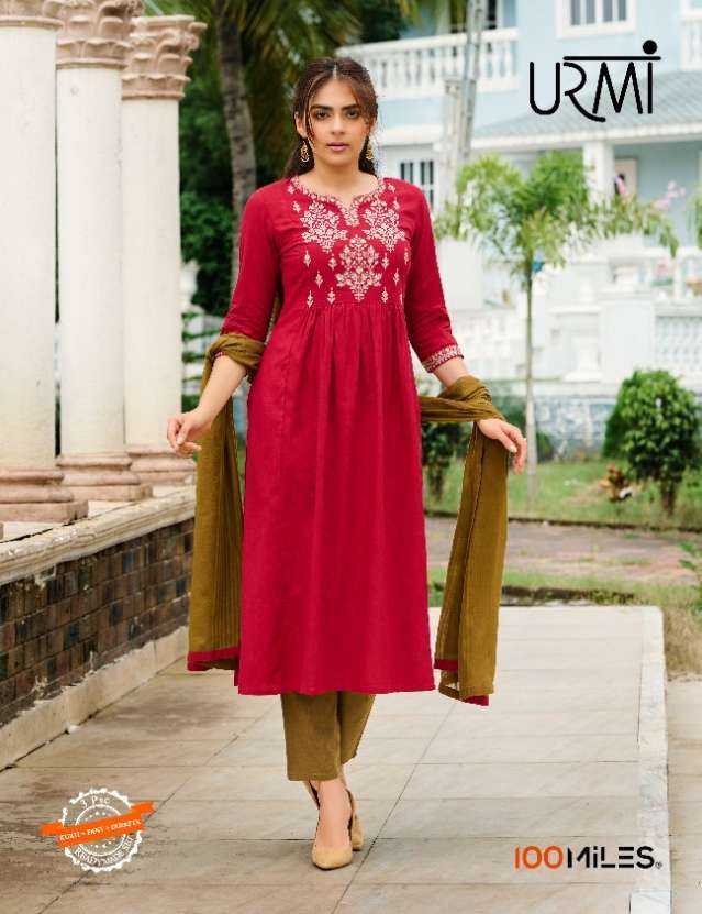 100 miles urmi series 01-06 Pure cotton embroidered suits