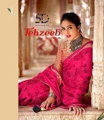 5d designer tehzeeb vol 5 series 11571-11575 pure chiffon saree