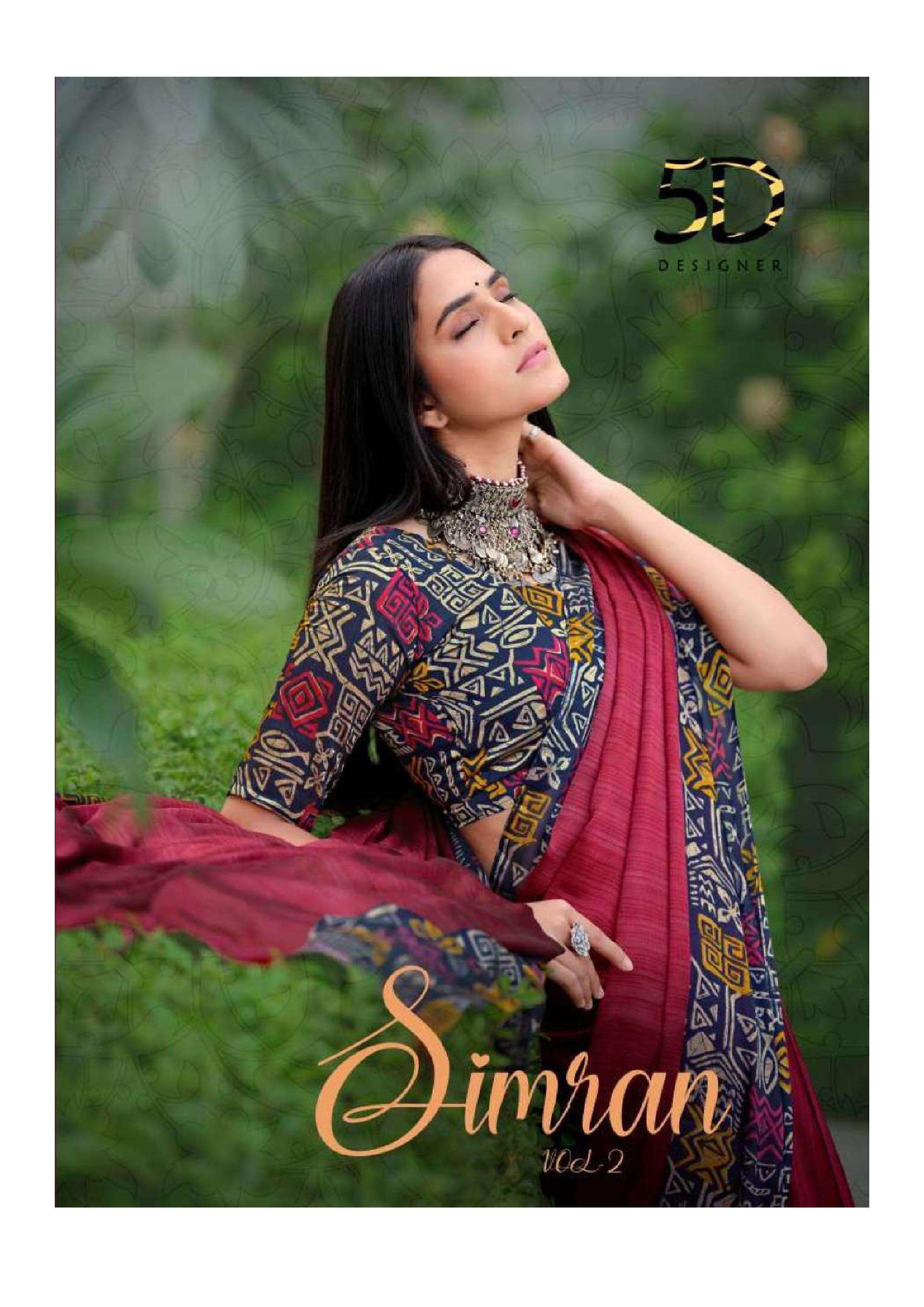 5d simran vol 2 series 11601-11608 black chiffon saree