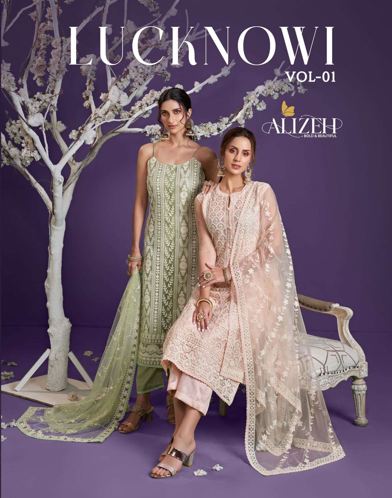 ALIZEH OFFICIAL LUCKNOWI VOL-1 DESIGNER COTTON SUIT 