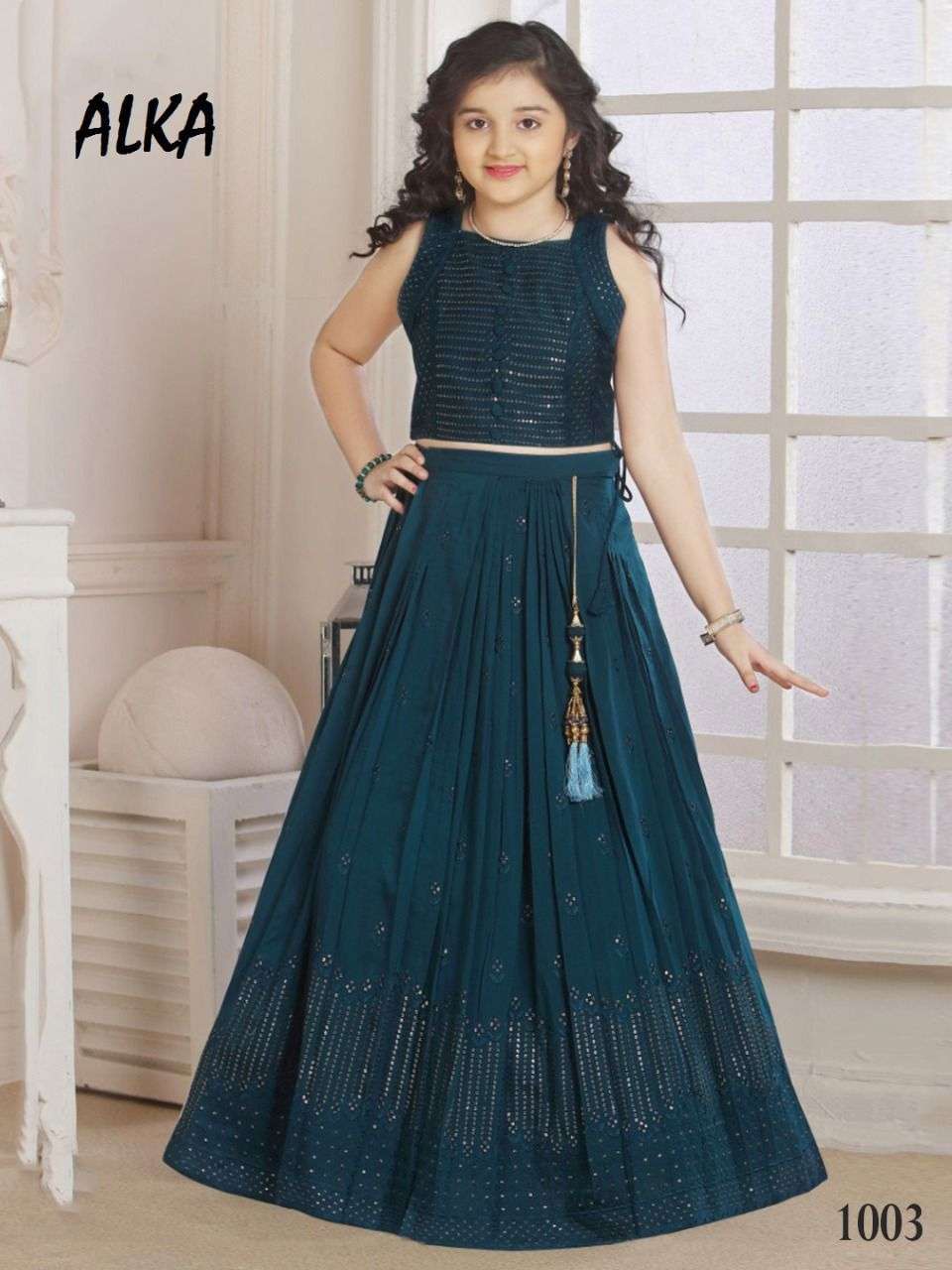 alka shaily series 1001-1004 pure georgette kids wear lehenga