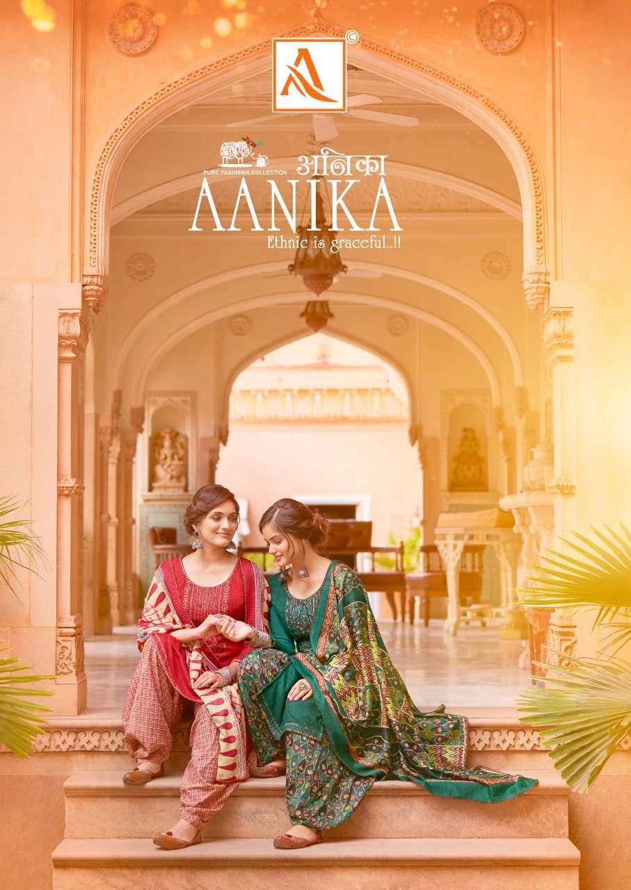 alok suit aanika series 854001-854010 pure wool pashmina suit