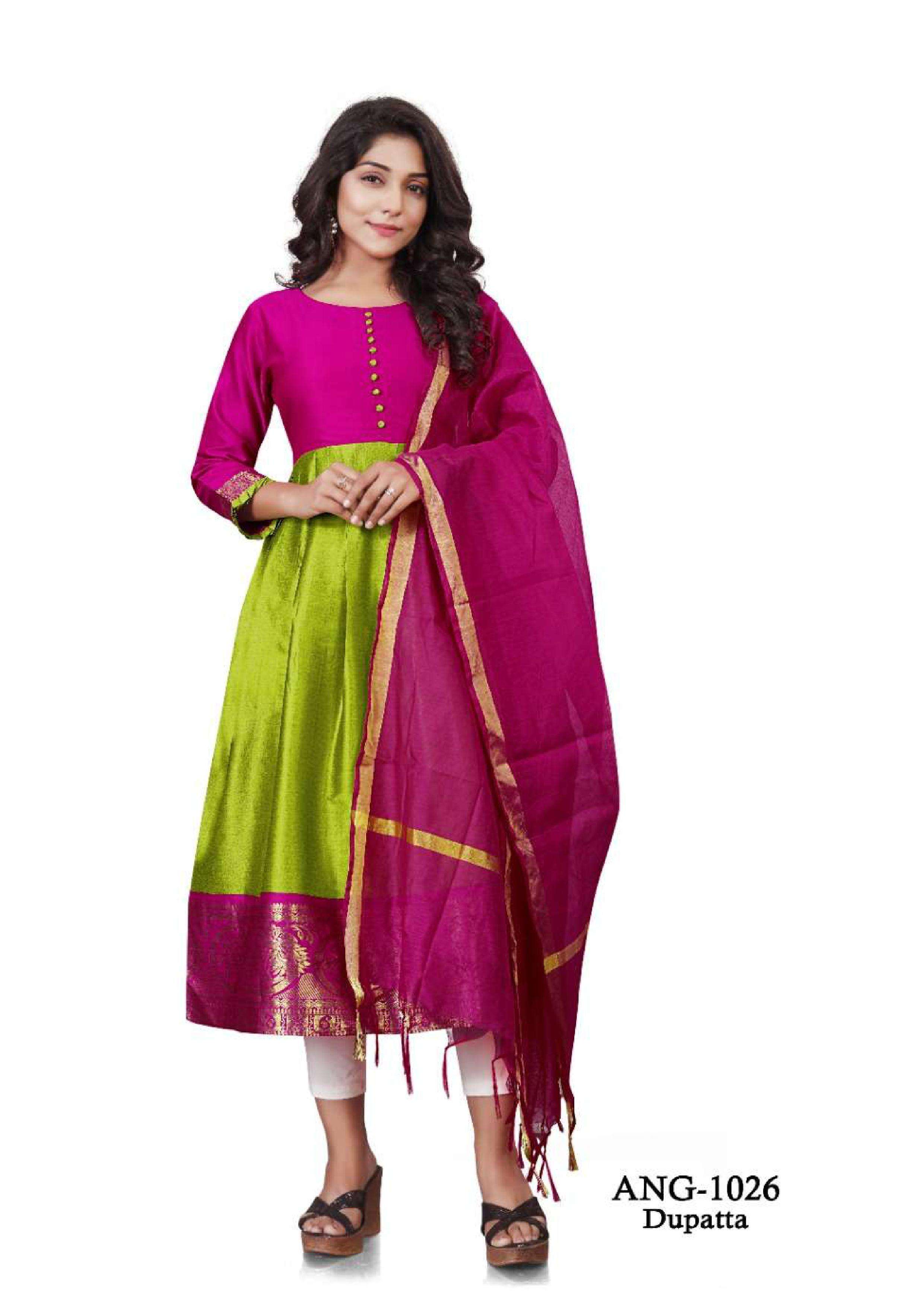 ang 1026 silk kurti with fancy dupatta concept