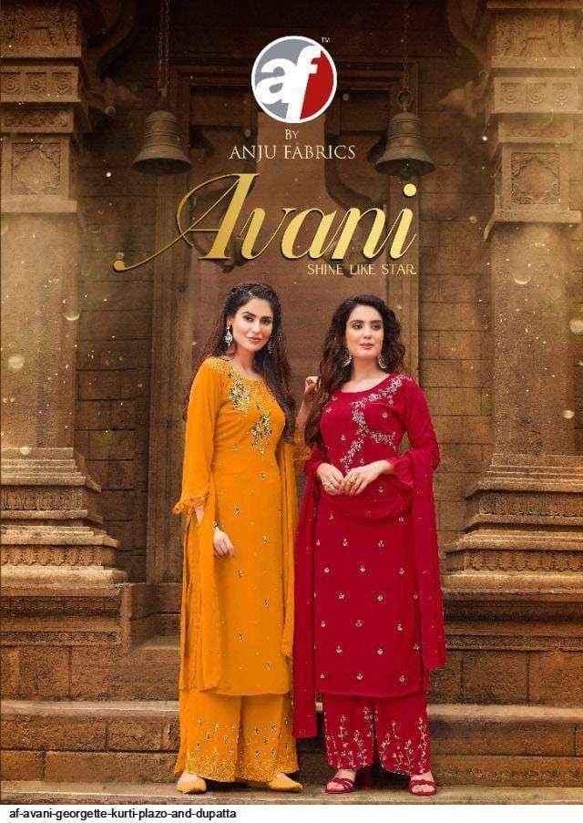 anju fab avani series 6041-6045 heavy faux georgette suits