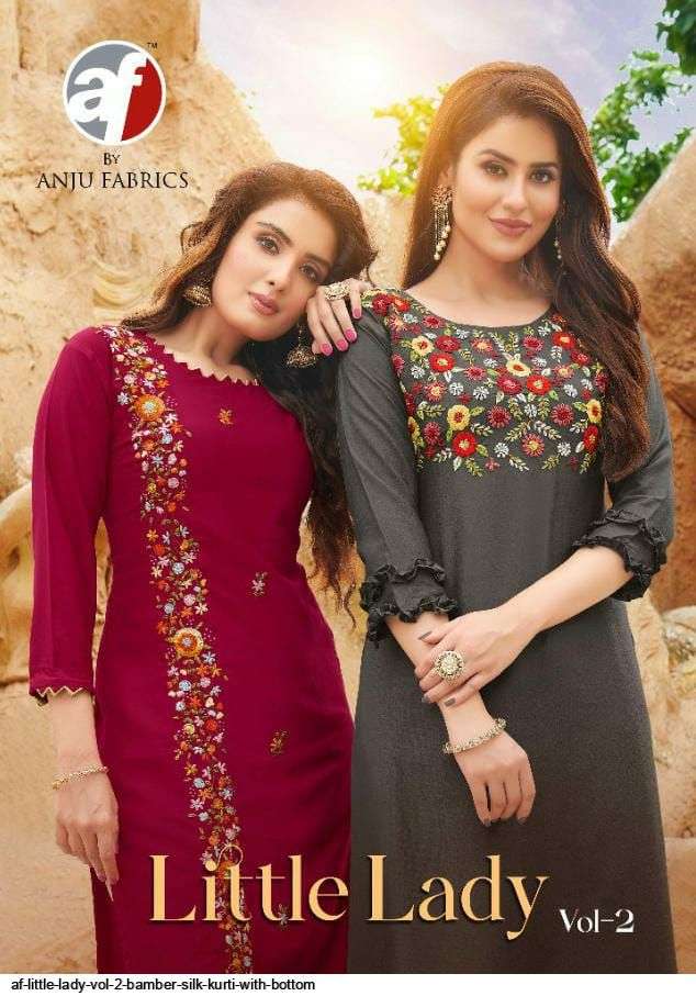 anju fab little lady vol 2 series 2051-2056 bember silk kurti 