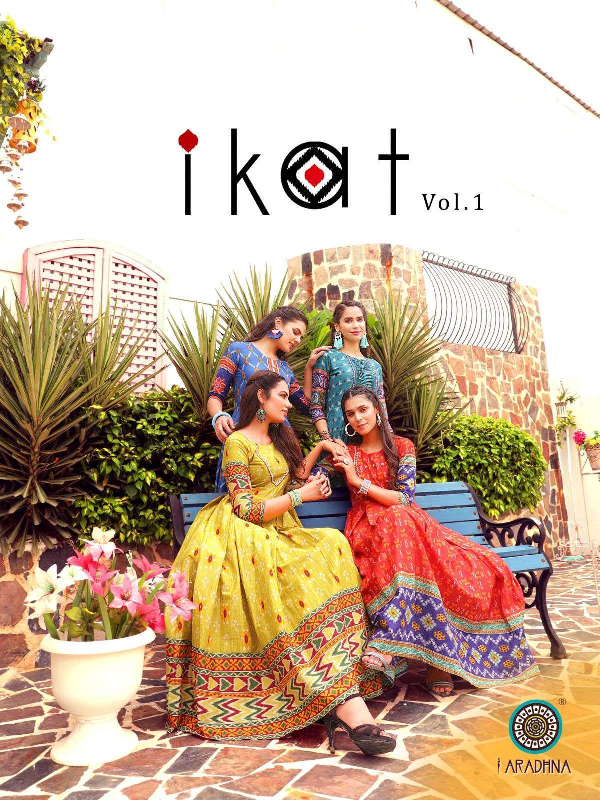 aradhna fashion ikat vol 1 series 1001-1012 Heavy Cotton With Work kurti