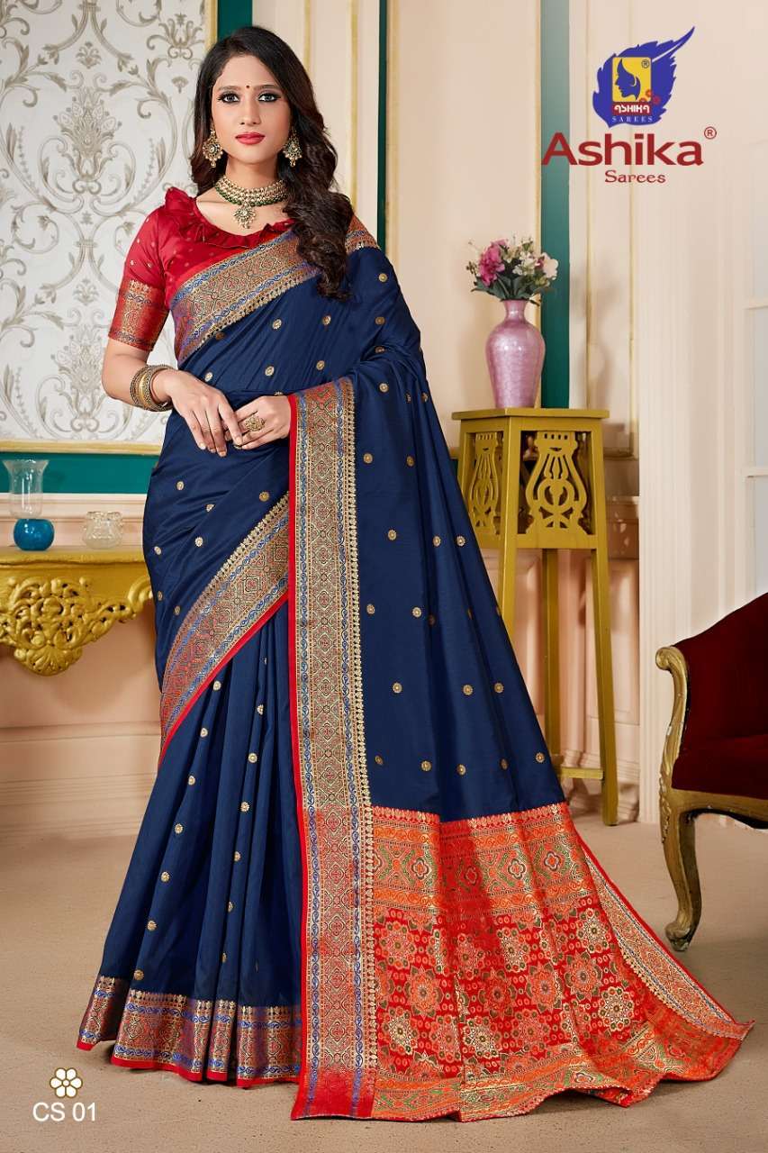 ashika saree charkha series 01-06 fancy silk with rich pallu saree