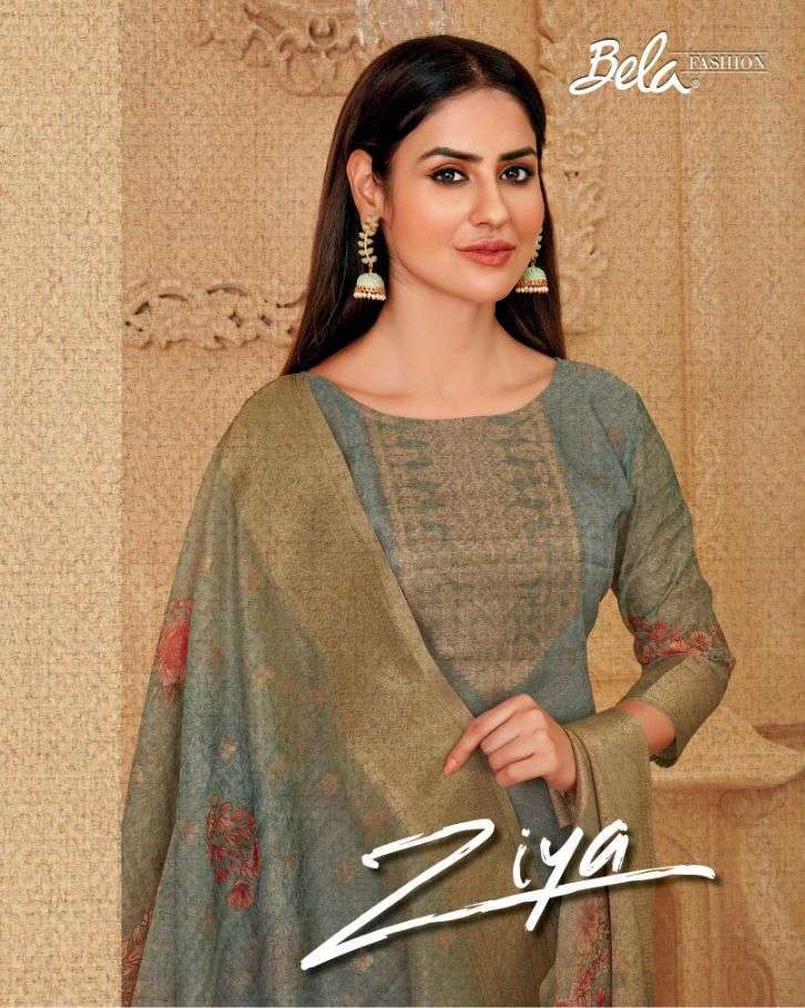 bela ziya series 2070-2076 chanderi jacquard digital suit 