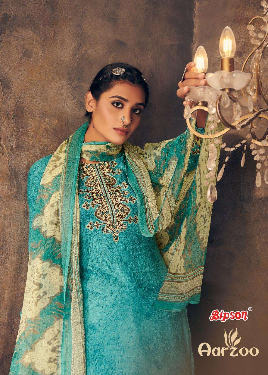 bipson aarzoo series 1561-1568  Pure Pashmina Print with mirror work suit