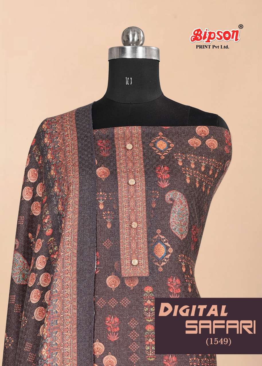 bipson digital safari 1549 Wolleen Safari Pashmina Digital Print With Work suit 