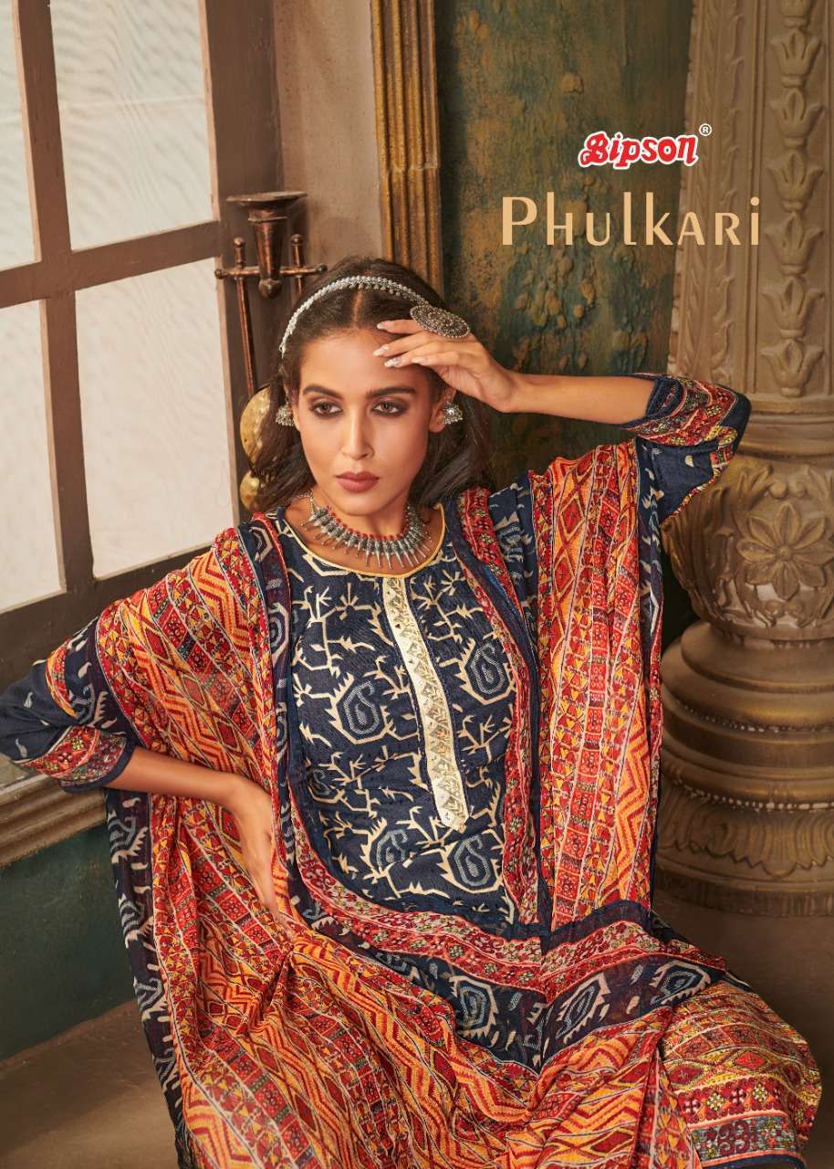 bipson phulkari series 1632-1639  Pure Pashmina Print suit