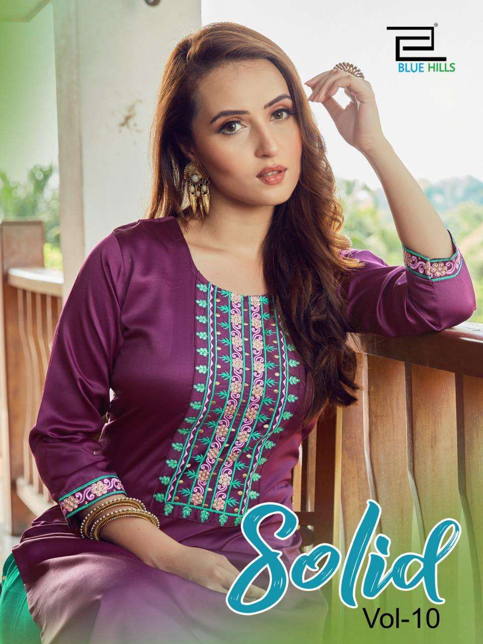 blue hills solid vol 10 series 101-110 Jam satin kurti