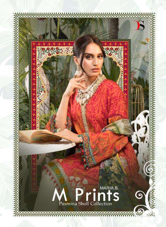 Deepsy Maria B M Print Pashmina Sholl Collection series 1081-1088 woven pashmina suit