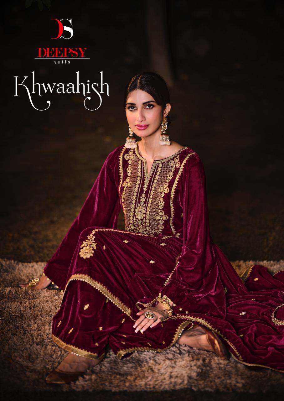 deepsy suits khwaahish series 11301-11304 velvet embroidery suits