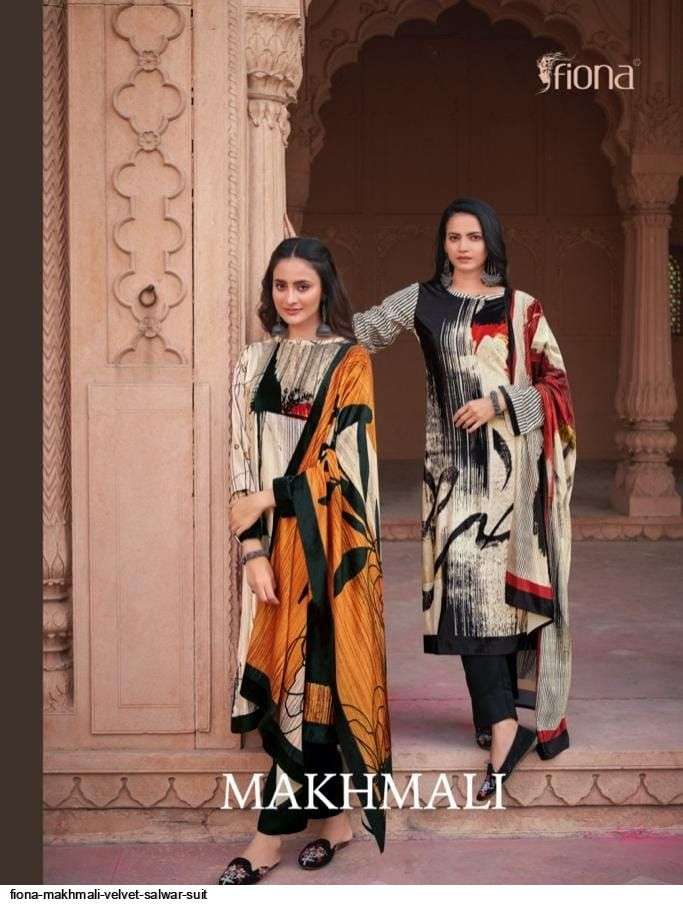 fiona makhmali series 26031-26036 velvet with digital print suit 