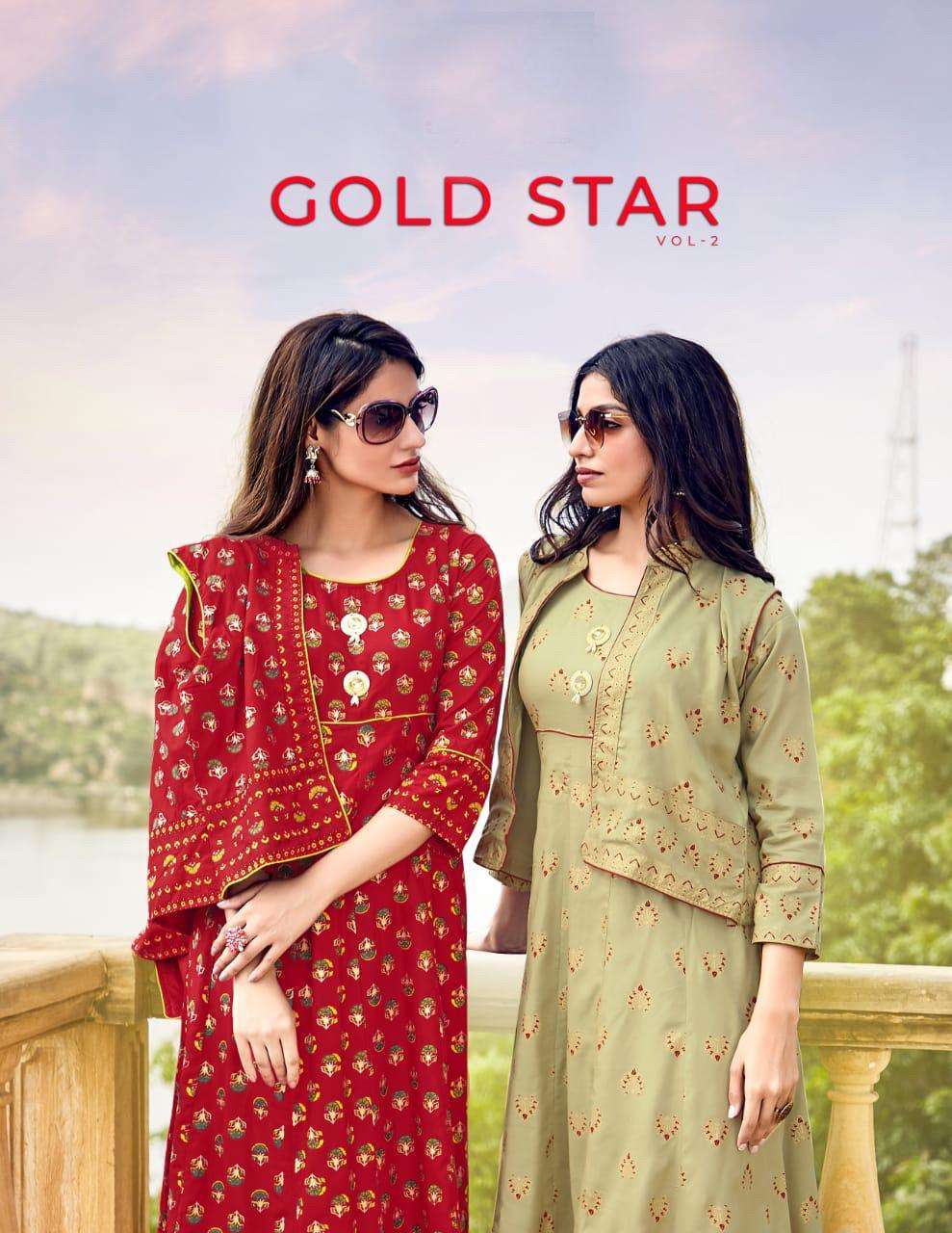 gold star 2 series 2001-2008 rayon gold print kurti