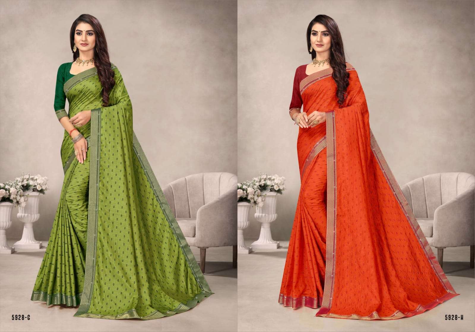 indian lady besan bundi series 5828 vichitra silk saree