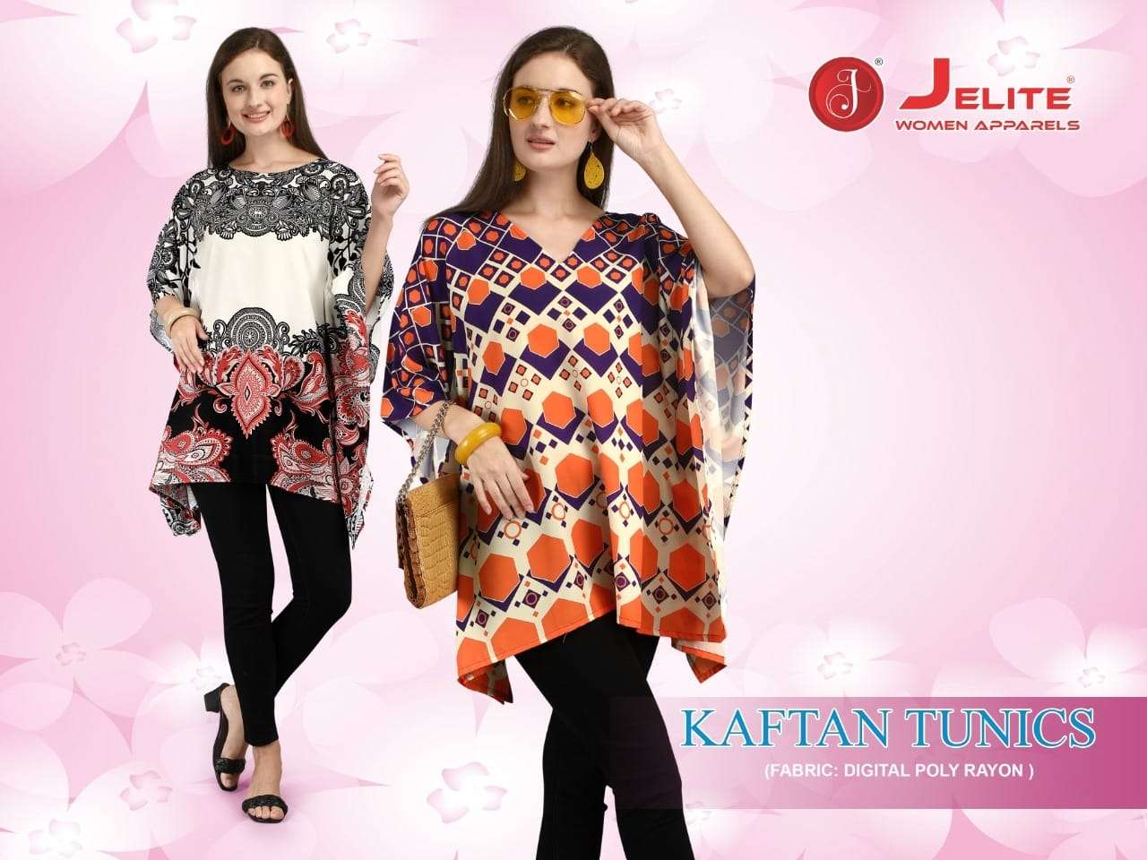 Jelite Kaftan Tunic series 101-108 Digital Printed Poly Rayon kaftan