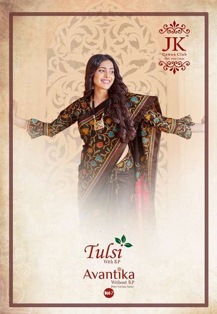 jk tulsi vol-7 series 7001-7020 pure cotton saree
