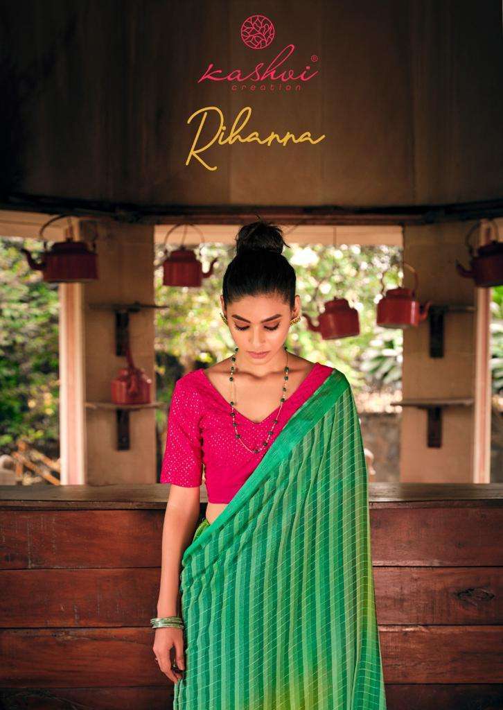 kashvi rihanna series 7901-7908 Rainbow checks satin patta saree