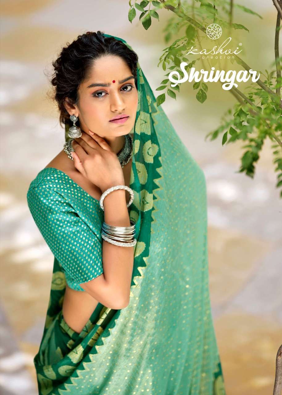 kashvi shringar series 1001-1010 chiffon brasso with foil saree