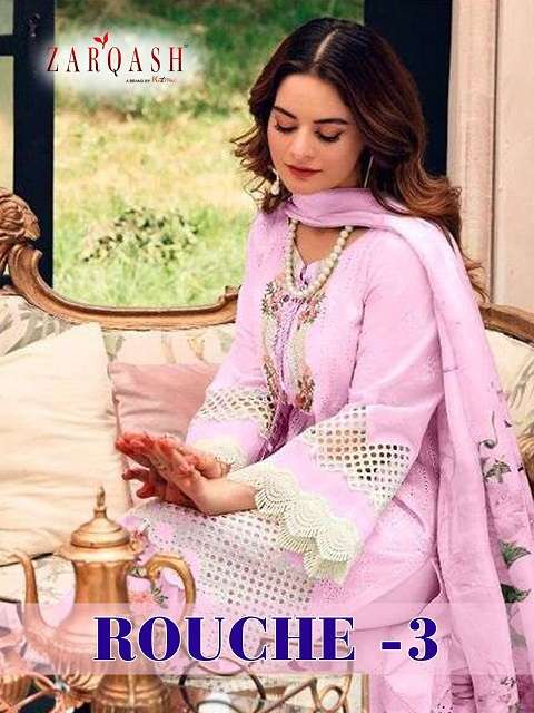 Khayyira Zarqash Rouche Vol-3 series 2051 lawn cotton suit