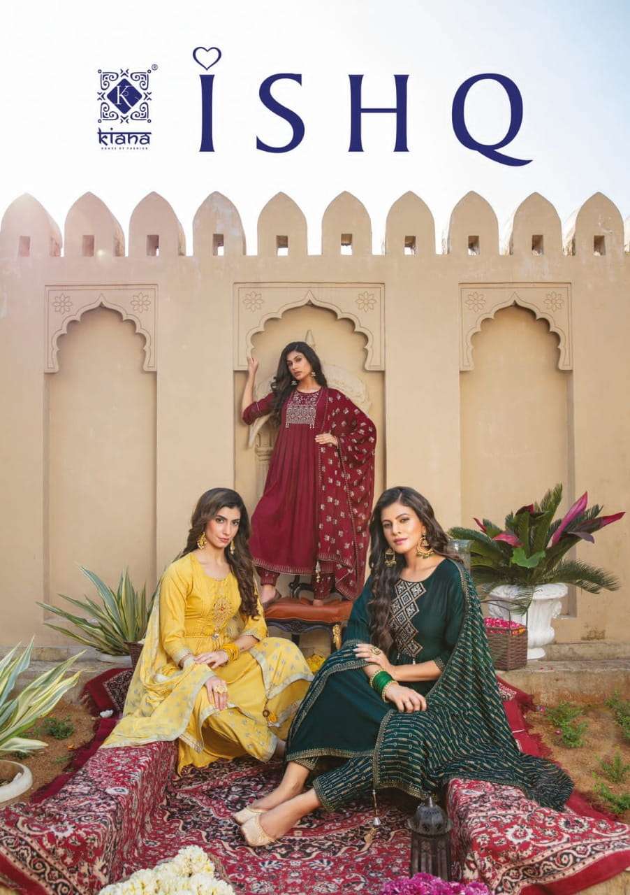 kiana ishq series 101-106 Heavy Maslin with embroidery work suits