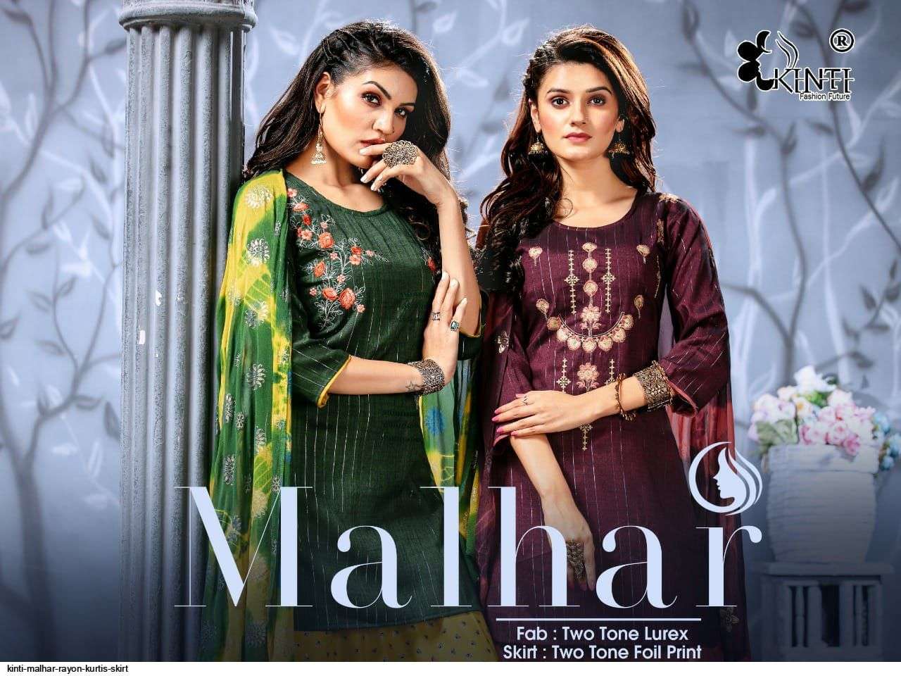 kinti malhar series 101-106 Reyon two tone Lurex readymade suits