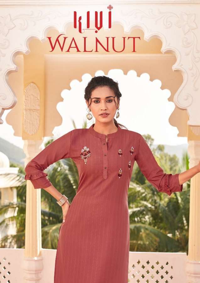 kivi walnut series 12841-12846  Fancy Fabrics With Fancy Khatli Work kurti