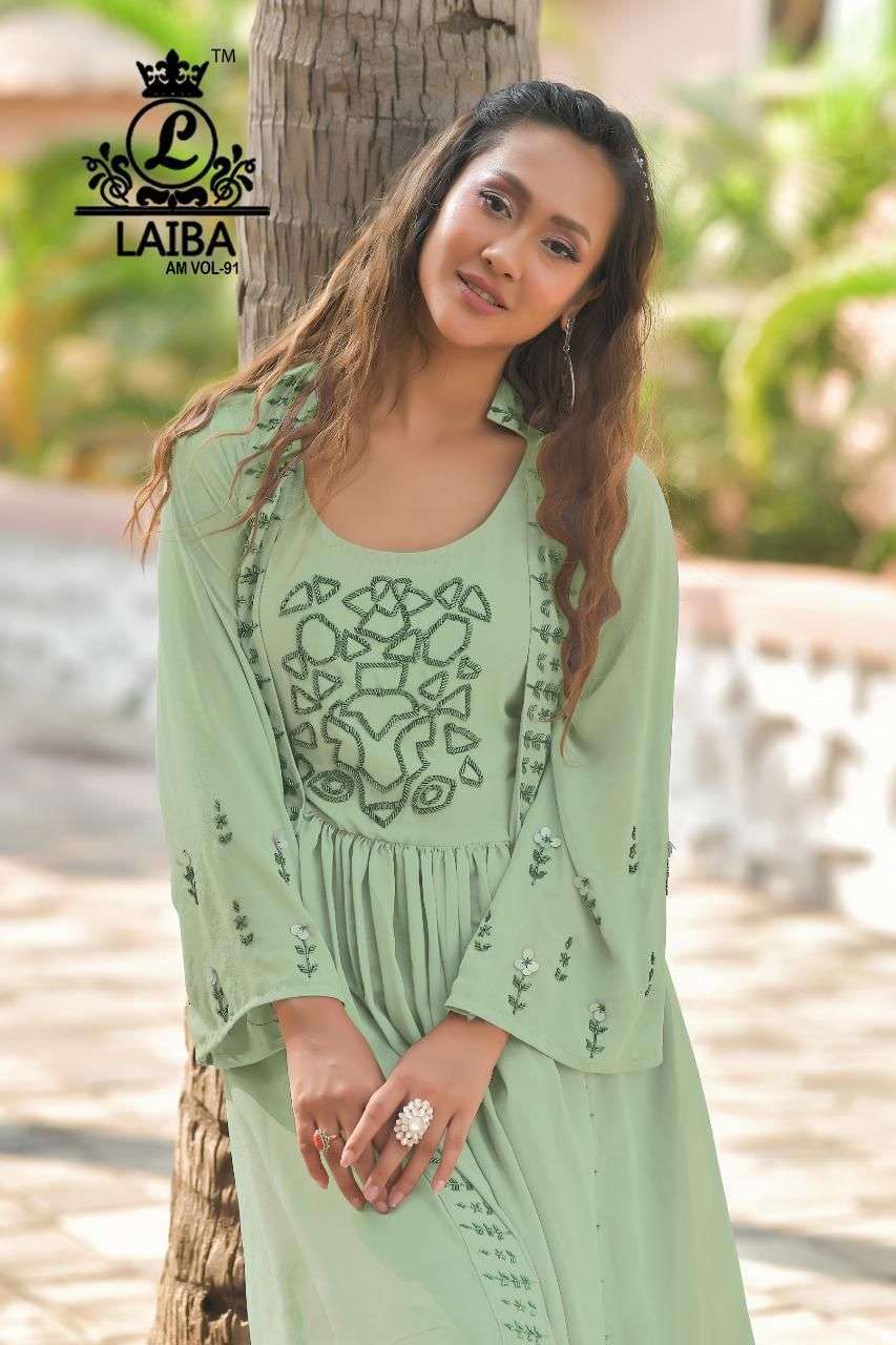 laiba am vol 91 Pure Georgette Tunic with classy Handwork