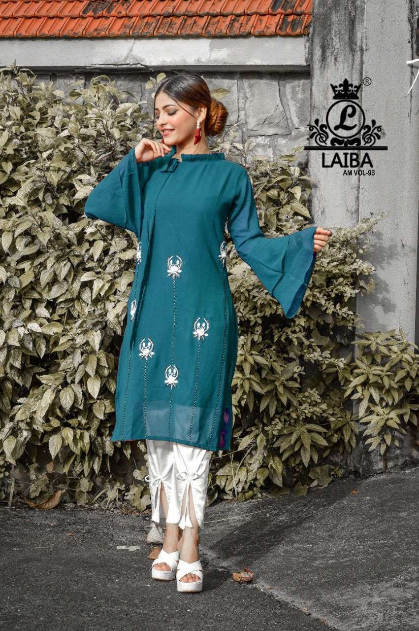 laiba am vol 93 georgette pakistani tunic with fancy bottom