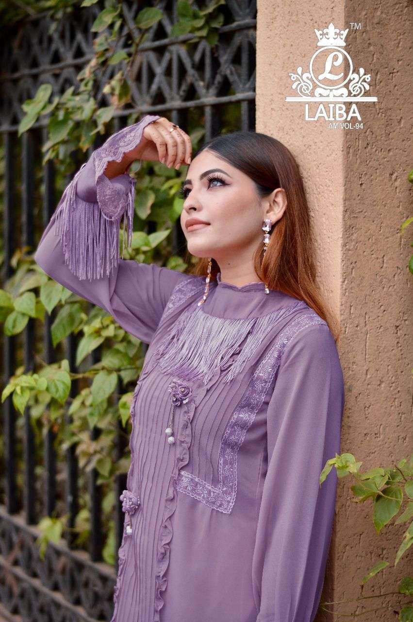 laiba am vol 94 Pure Georgette tunic with beautiful classy 3D Flower Work