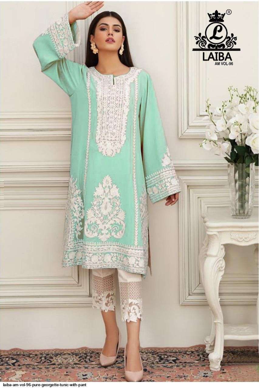 laiba am vol 96 georgette pakistani tunics with bottom