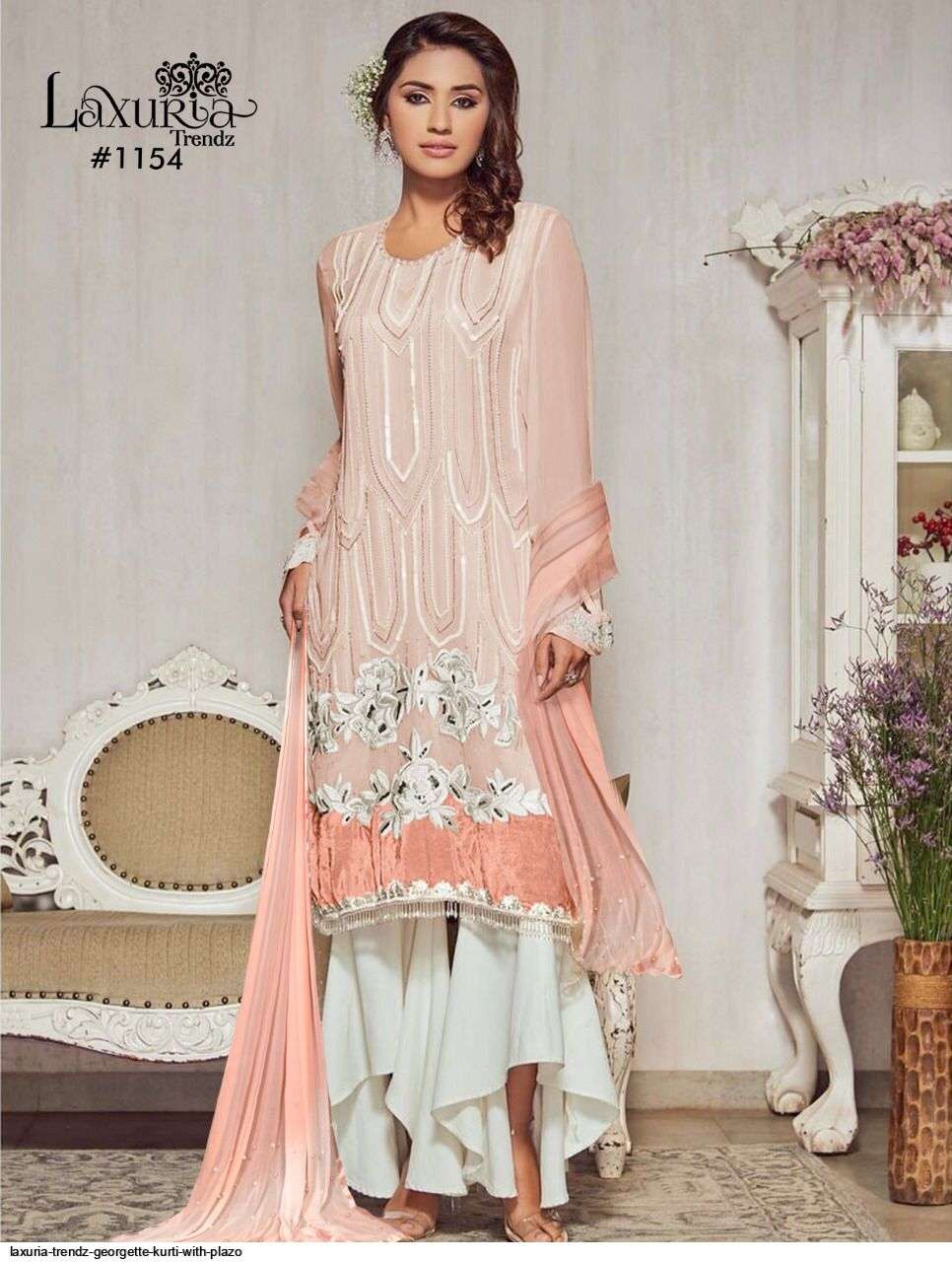 laxuria trendz 1154 Faux Georgette Tunic Embroidery Kurti 