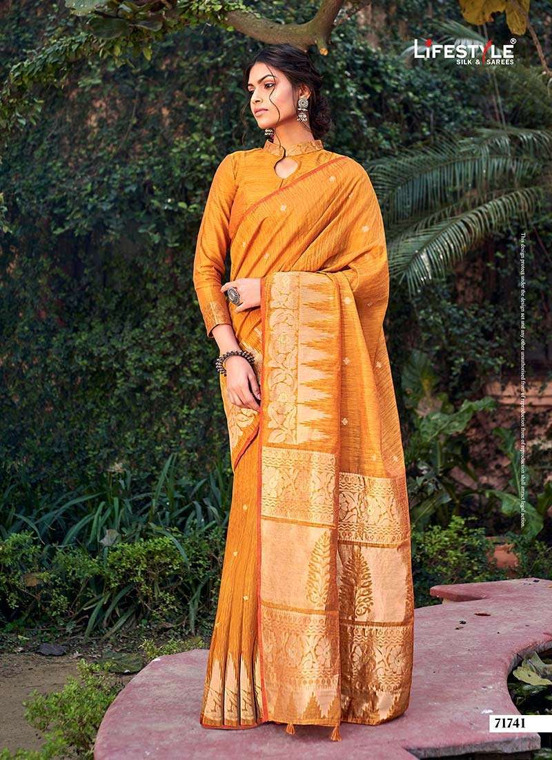 lifestyle paheli series 71741-71746 linen silk saree