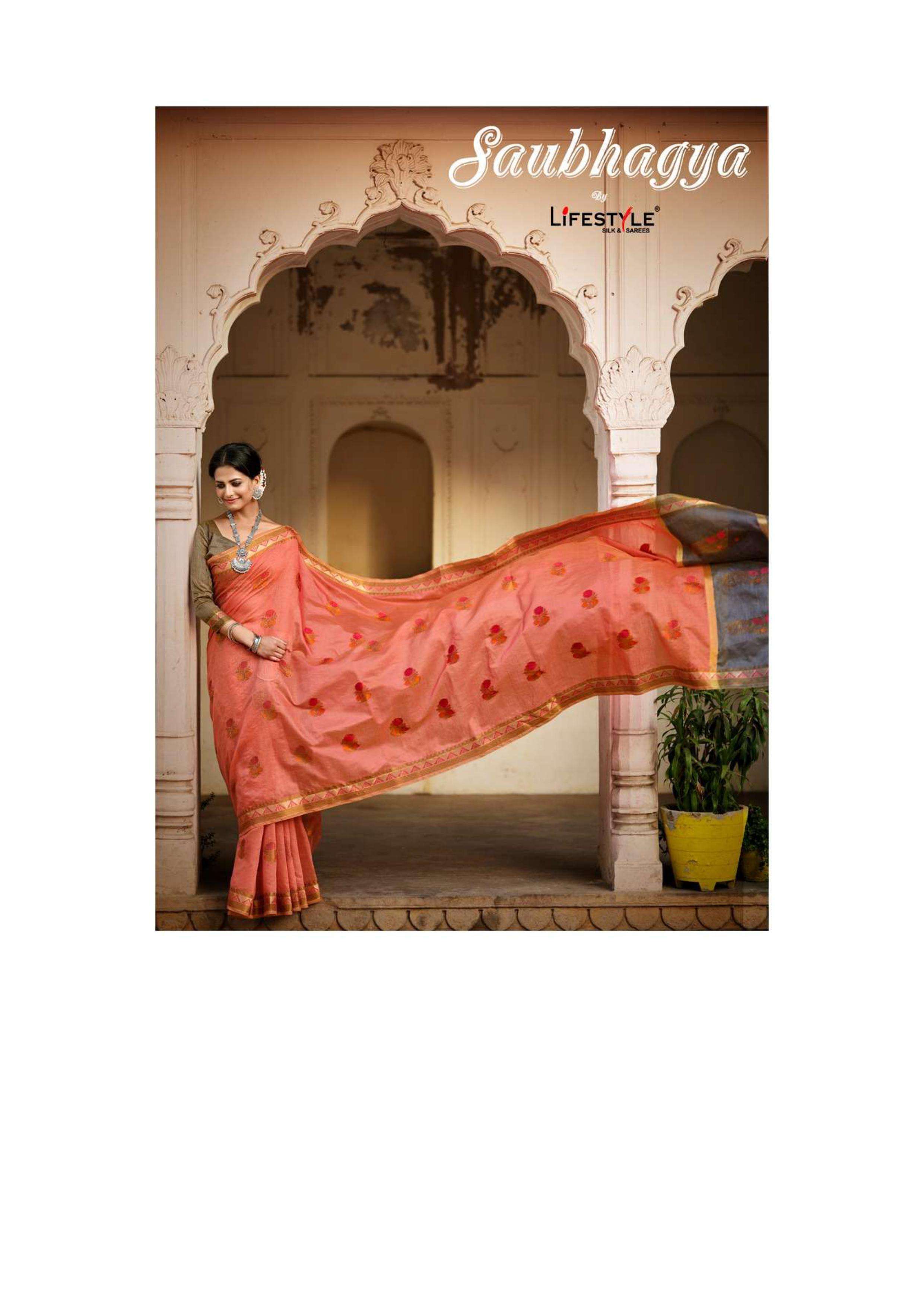 lifestyle saubhagya vol 1 series 75661-75666 linen silk saree