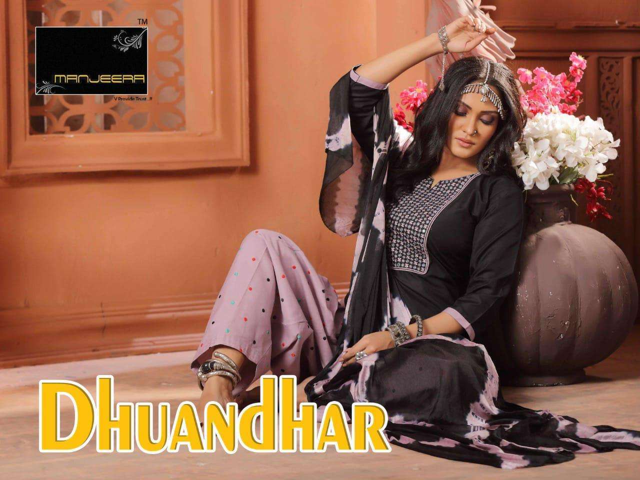 manjeera dhuadhar series 01-08 embroidery work with inner suit 