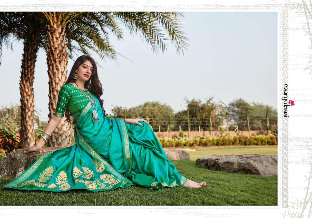 Manjubaa Mahilam Silk series 5001-5006 banarasi satin silk saree