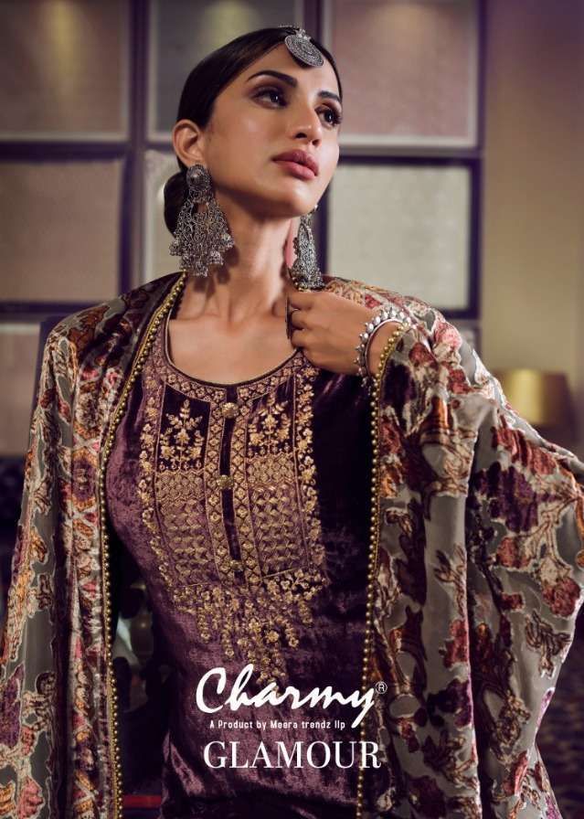 meera trendz charmy series 3261-3265 velvet embroidery work suit 